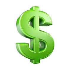 Obraz premium green dollar sign isolated on white background. PNG Transparent.