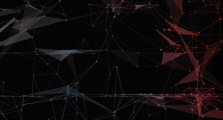 Abstract Network Connection Background with Red and Blue Gradient Elements