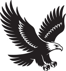 Soaring Eagle Side Profile – Sharp Black and White Vector Silhouette