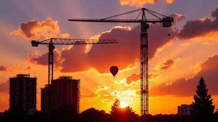 construction site with crane