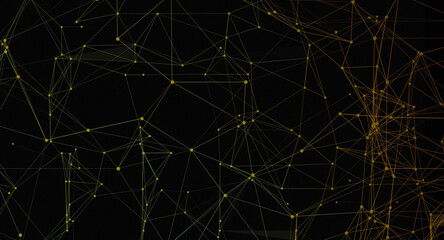 Abstract Network Connection with Nodes on a Black Background Complex System