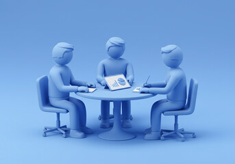 People Meeting Around Table Looking at Data on a Tablet