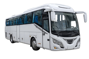 Modern bus with sleek design and large windows. Png, Transparent background.