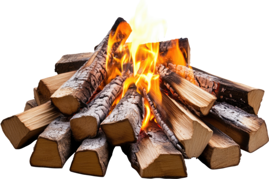 Burning woodpile bonfire