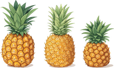 Pineapple in white background vector design, Pineapple Illustration vector design 