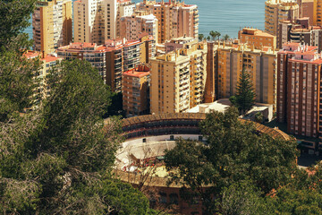 Plaza de Toros and Urban Skyline in Malaga, Spain