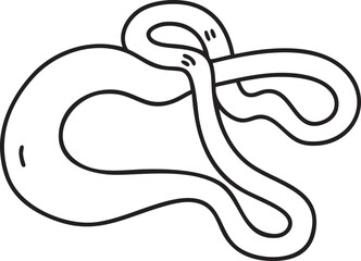 Fototapeta premium A white serpent gracefully curves and loops across a pale background.