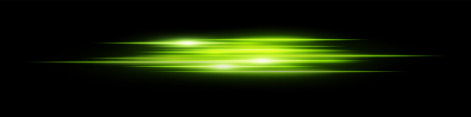 Green glowing motion streaks on black with blur and shine. Best for fast action graphics, futuristic data visuals, energy flows, digital speed transitions and sci-fi environments.