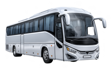 Modern bus with sleek design and large windows. Png, Transparent background.