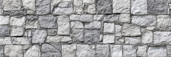 Fototapeta premium Grey stone wall texture, abstract background for home or construction. Vintage stone bricks add grunge style and space to any interior or exterior