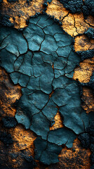 Textured surface with deep cracks and dark patches