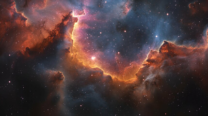Obraz premium Colorful nebulae in deep space, with swirling clouds of gas and dust