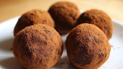 Chocolate truffles on a plate
