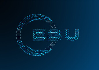 EBU low poly letter logo vector design. EBU lower poly logo design. Low poly logo.