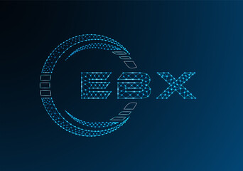 EBX low poly letter logo vector design. EBX lower poly logo design. Low poly logo.