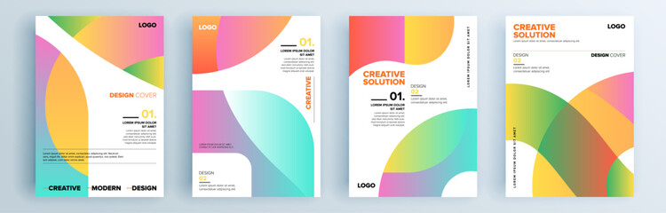 Fototapeta na wymiar Modern abstract covers set, minimal covers design. Colorful geometric background, vector illustration.