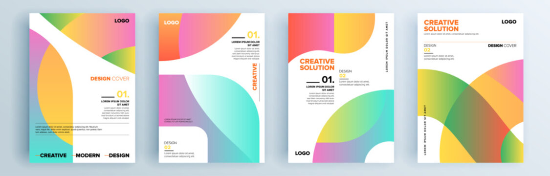 Modern abstract covers set, minimal covers design. Colorful geometric background, vector illustration.