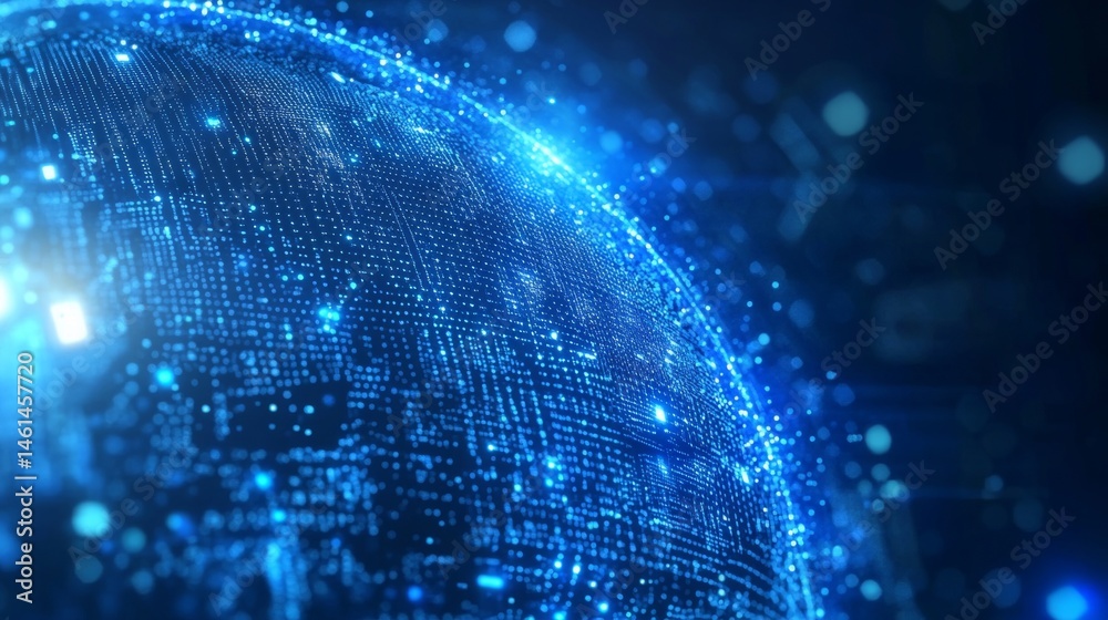 Canvas Prints digital world globe, concept of global network connectivity, data transfer visualization 3d