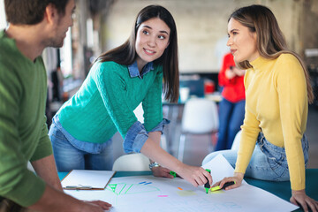 Young software developers in coworking open space