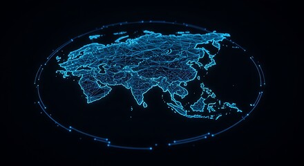 Asia Map Digital Futuristic Blue Network