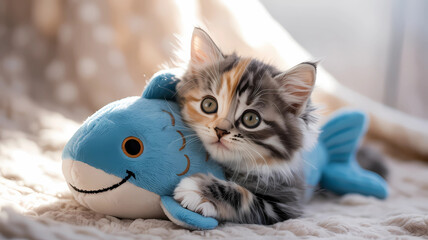 kitten playing with ball