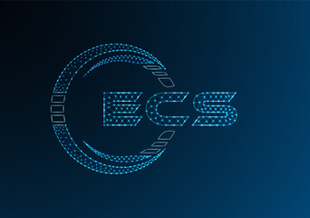 ECS low poly letter logo vector design. ECS lower poly logo design. Low poly logo.