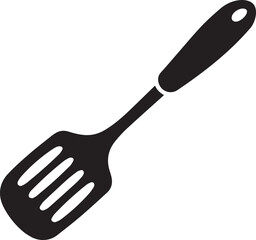 Spatula Silhouette Vector | Kitchen Tool, Cooking Utensil & Flip Icon in Black Vector