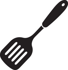 Spatula Silhouette Vector | Kitchen Tool, Cooking Utensil & Flip Icon in Black Vector