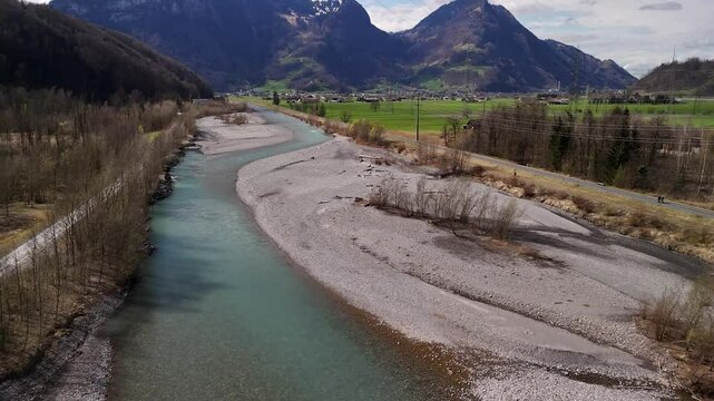 Nature landscape Switzerland Linth river beautiful Swiss alpine mountain region