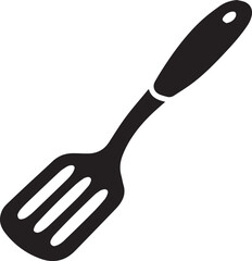 Spatula Silhouette Vector | Kitchen Tool, Cooking Utensil & Flip Icon in Black Vector