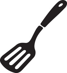 Spatula Silhouette Vector | Kitchen Tool, Cooking Utensil & Flip Icon in Black Vector