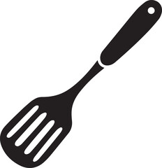 Spatula Silhouette Vector | Kitchen Tool, Cooking Utensil & Flip Icon in Black Vector
