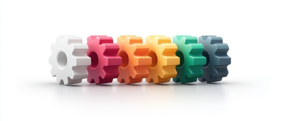 Colorful Interlocking Gears Representing Teamwork and Collaboration in Business