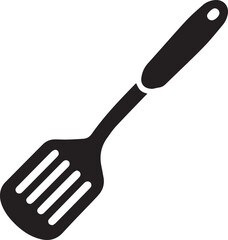 Spatula Silhouette Vector | Kitchen Tool, Cooking Utensil & Flip Icon in Black Vector