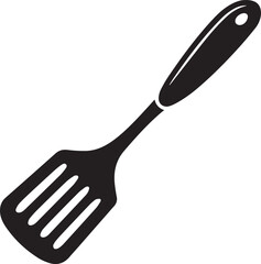 Spatula Silhouette Vector | Kitchen Tool, Cooking Utensil & Flip Icon in Black Vector