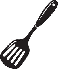 Spatula Silhouette Vector | Kitchen Tool, Cooking Utensil & Flip Icon in Black Vector