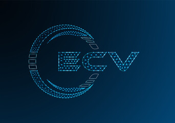 ECV low poly letter logo vector design. ECV lower poly logo design. Low poly logo.