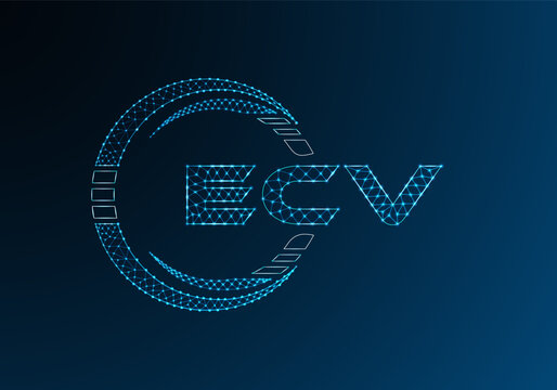 ECV low poly letter logo vector design. ECV lower poly logo design. Low poly logo.