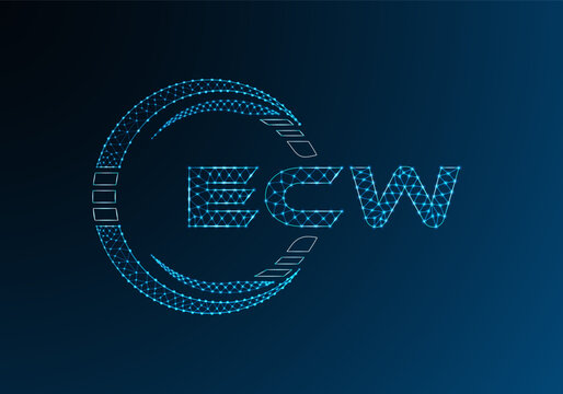 ECW low poly letter logo vector design. ECW lower poly logo design. Low poly logo.