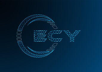 ECY low poly letter logo vector design. ECY lower poly logo design. Low poly logo.
