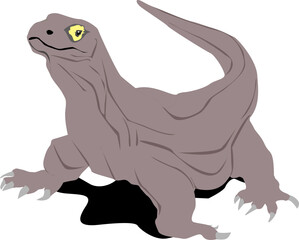 Vector illustration of Komodo dragon, giant lizard from Indonesia, Komodo dragon