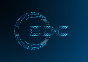 EDC low poly letter logo vector design. EDC lower poly logo design. Low poly logo.
