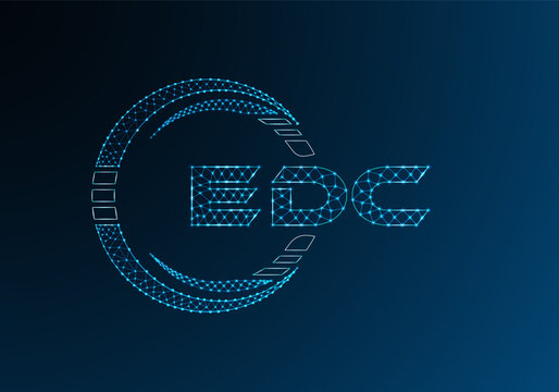 EDC low poly letter logo vector design. EDC lower poly logo design. Low poly logo.