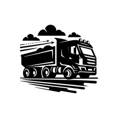 Fototapeta premium Monochrome vector drawing of a powerful dump truck for industrial transportation purposes
