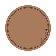 Botanical circle frame. Hand drawn round line border, leaves and flowers, wedding invitation and cards, logo design and posters template. Elegant minimal style floral 