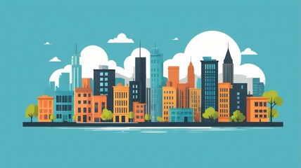 Naklejka premium urban landscape flat logo icon simple