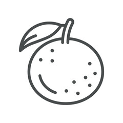 Isolated Orange Icon on White Background. Simple Line Illustration of a Ripe Citrus, Representing Juicy Snack and Vitamin C Refreshment.
