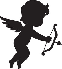 Fototapeta premium A silhouette aims an arrow at a heart.