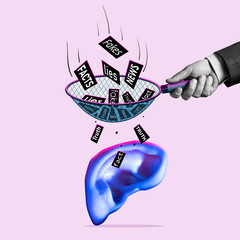 Hand holding sieve to filter truth from lies, facts from fakes. Concept of media literacy, fake...