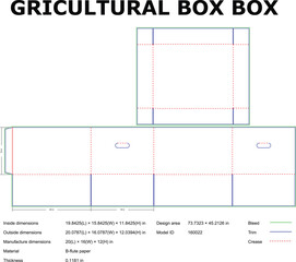 Agricultural Box Blueprint Vector Illustration With Dimensions And Fold Lines For Packaging Design